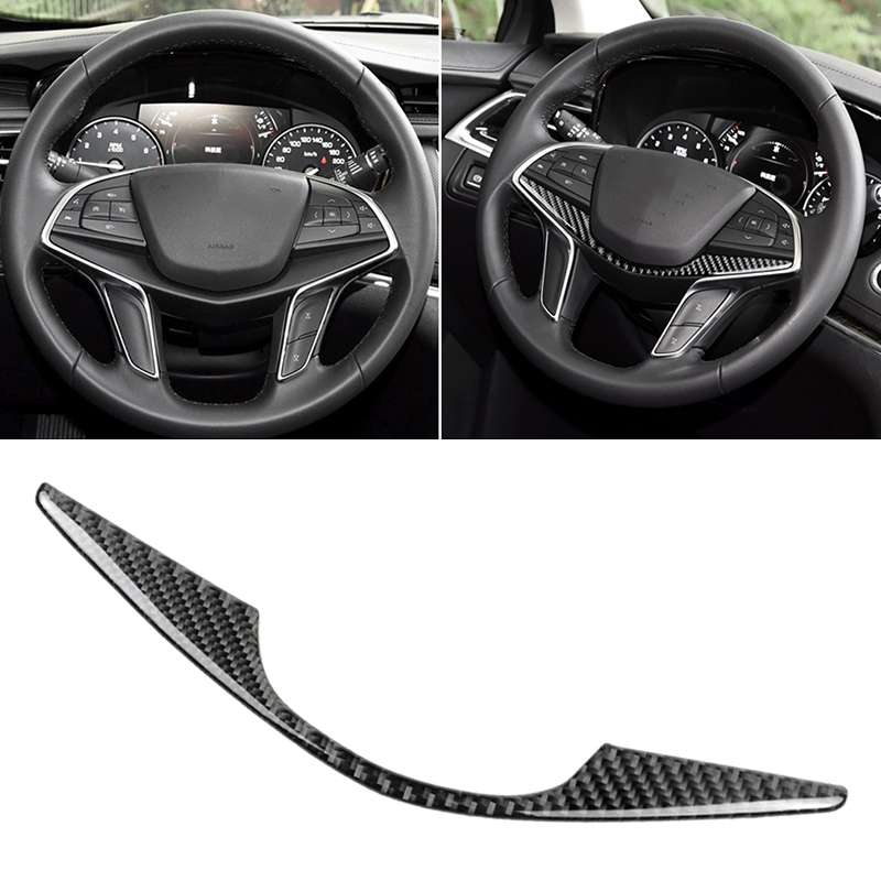 Car Carbon Fiber Steering Wheel Decorative Sticker for Cadillac XT5 2016-2017