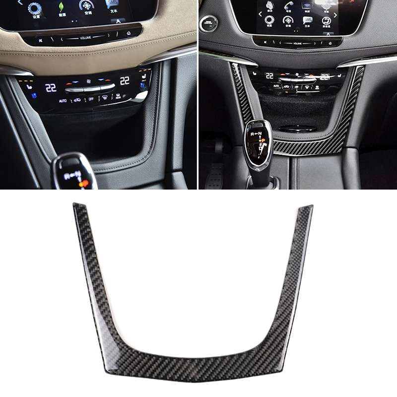 Car Carbon Fiber Central Control U Shape Frame Decorative Sticker for Cadillac XT5 2016-2017