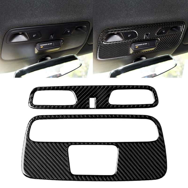 2 in 1 Car Carbon Fiber Dome Light Panel Decorative Sticker for Chevrolet Camaro 2016