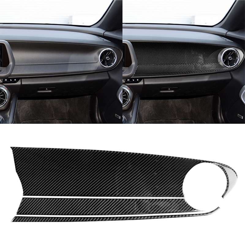 3 in 1 Car Carbon Fiber Front Passenger Central Control Panel Decorative Sticker for Chevrolet Camar