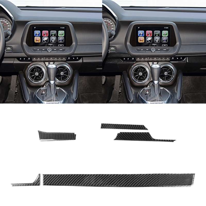 5 in 1 Car Carbon Fiber Central Console Decorative Sticker for Chevrolet Camaro 2017-2019, Left Driv