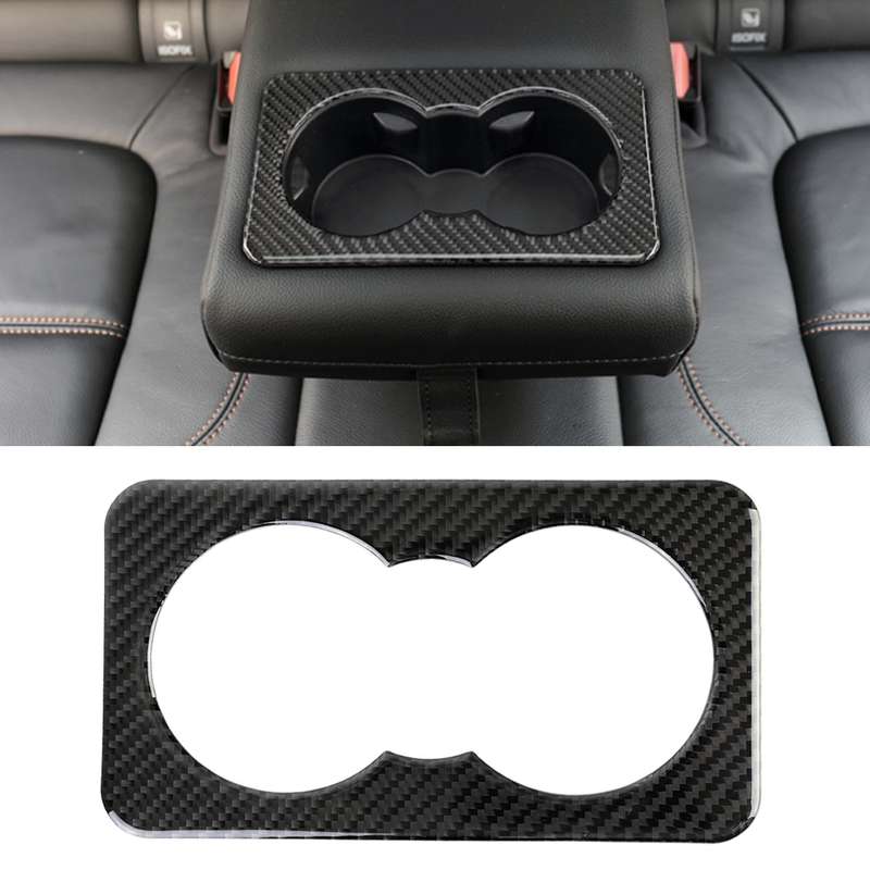 Carbon Fiber Car Rear Water Cup Frame Decorative Sticker for Jaguar F-PACE 2016-2020