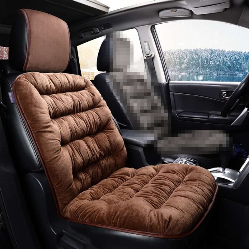 Car Thick Plush Seat Cushion Warmer Cover Winter Seat Mat (Black)