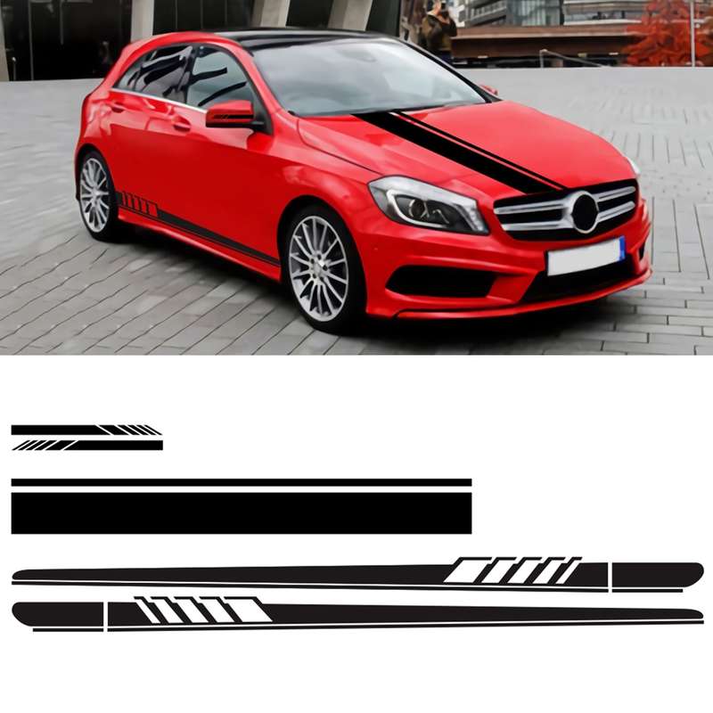 5 in 1 Car Styling Stripe Hood PVC Sticker Auto Decorative Sticker (Blue)