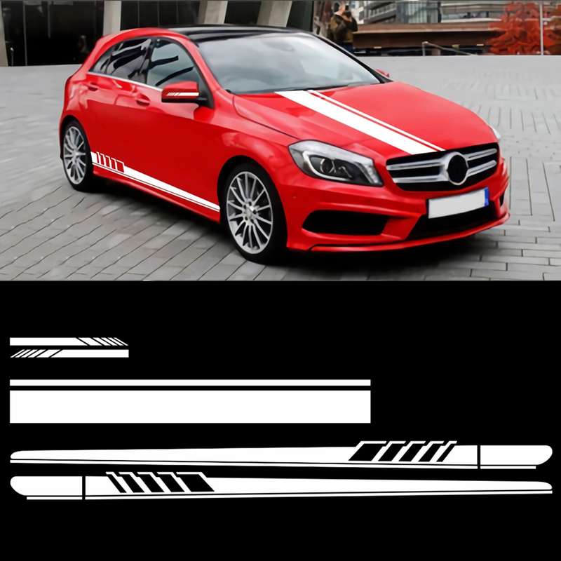 5 in 1 Car Styling Stripe Hood PVC Sticker Auto Decorative Sticker (Blue)