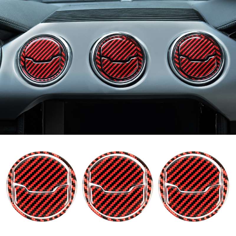 9 in 1 Car Carbon Fiber Central Air Outlet Frame Decorative Sticker for Ford Mustang 2015-2020