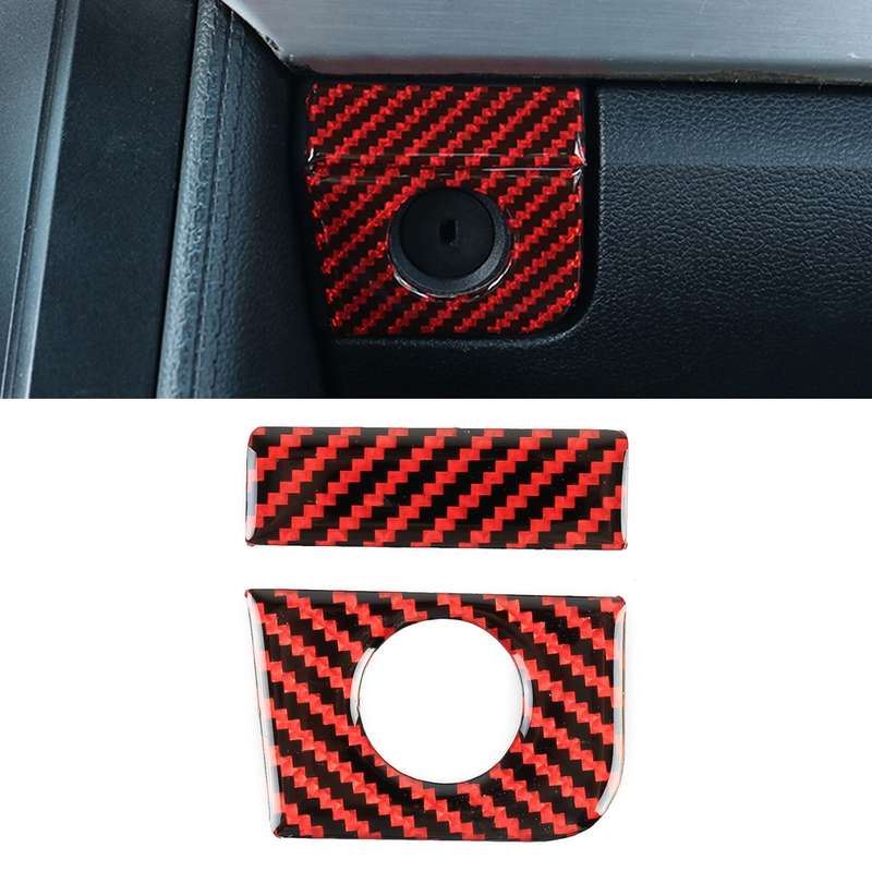 2 in 1 Car Carbon Fiber Vice Driving Seat Storage Box Button Decorative Sticker for Ford Mustang 201
