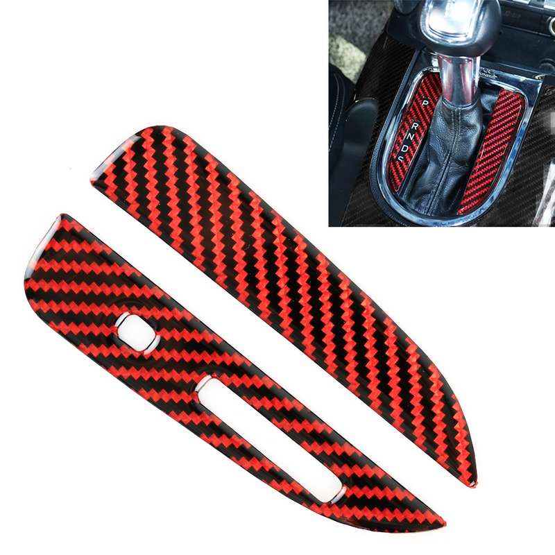 2 in 1 Car Carbon Fiber Gear Position Decorative Sticker for Ford Mustang 2015-2020, Left-hand Drive