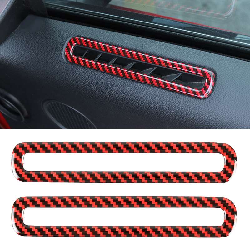 2 in 1 Car Carbon Fiber Door Air Outlet Frame Decorative Sticker for Ford Mustang 2015-2020