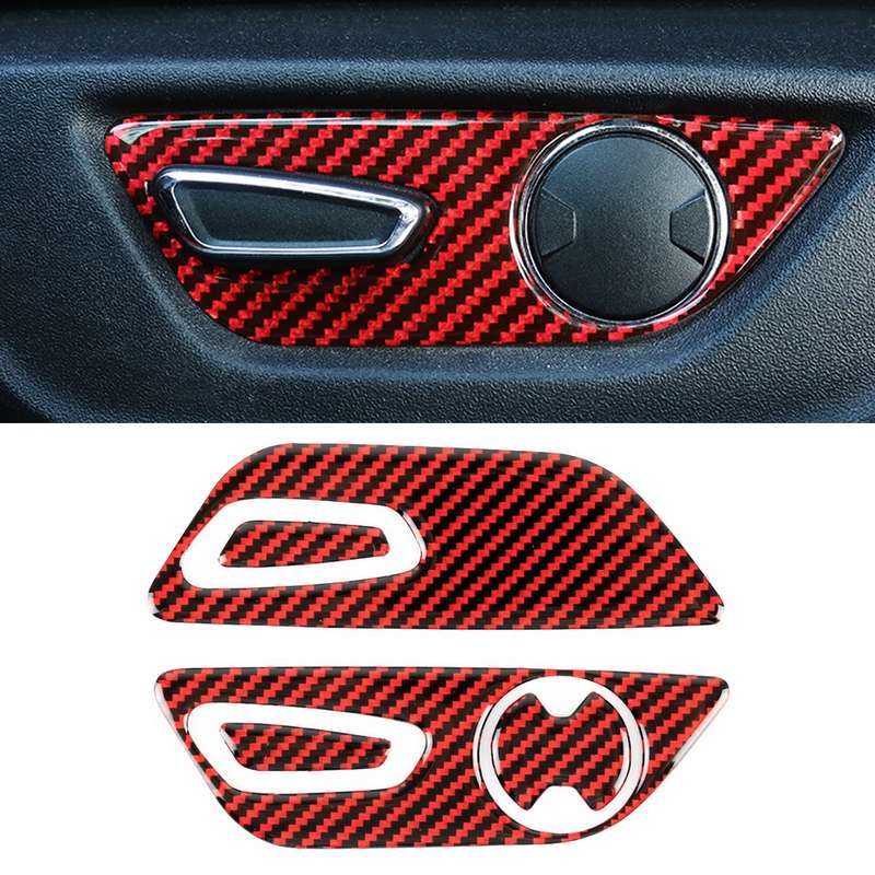 5 in 1 Car Carbon Fiber Seat Adjustment Button Decorative Sticker for Ford Mustang 2015-2020, Left-h