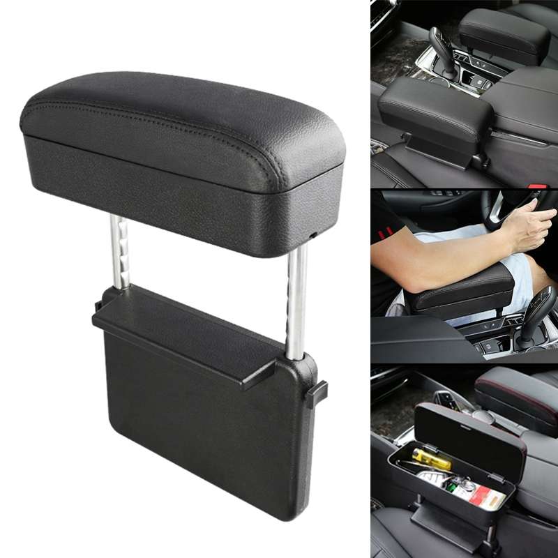Universal Car PU Leather Wrapped Armrest Box Cushion Car Armrest Box Mat with Storage Box (Black Red