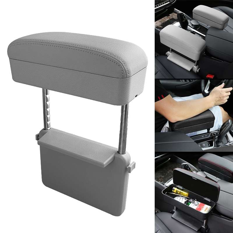 Universal Car PU Leather Wrapped Armrest Box Cushion Car Armrest Box Mat with Storage Box (Black Red