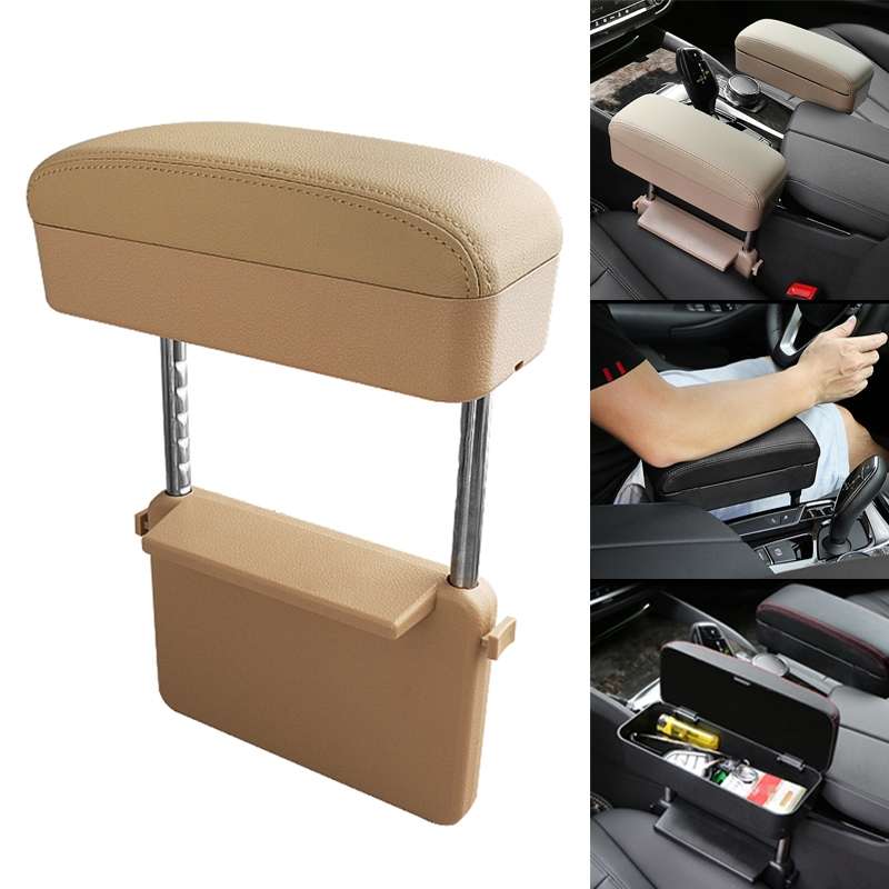 Universal Car PU Leather Wrapped Armrest Box Cushion Car Armrest Box Mat with Storage Box (Black Red