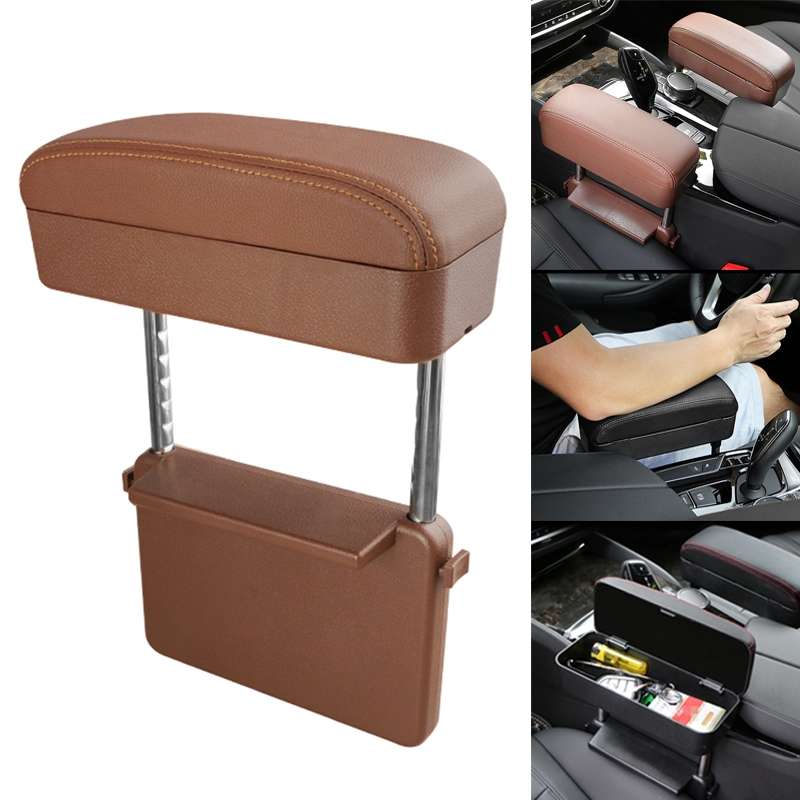 Universal Car PU Leather Wrapped Armrest Box Cushion Car Armrest Box Mat with Storage Box (Black Red