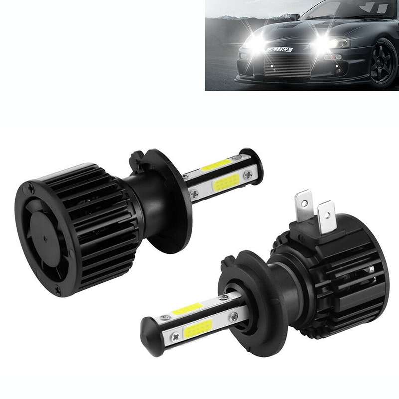 F8 H7 2 PCS 22W 3000LM 6000K Four Side DOB LED Headlight Fog Light Bulbs High Beam Conversion Kit DC