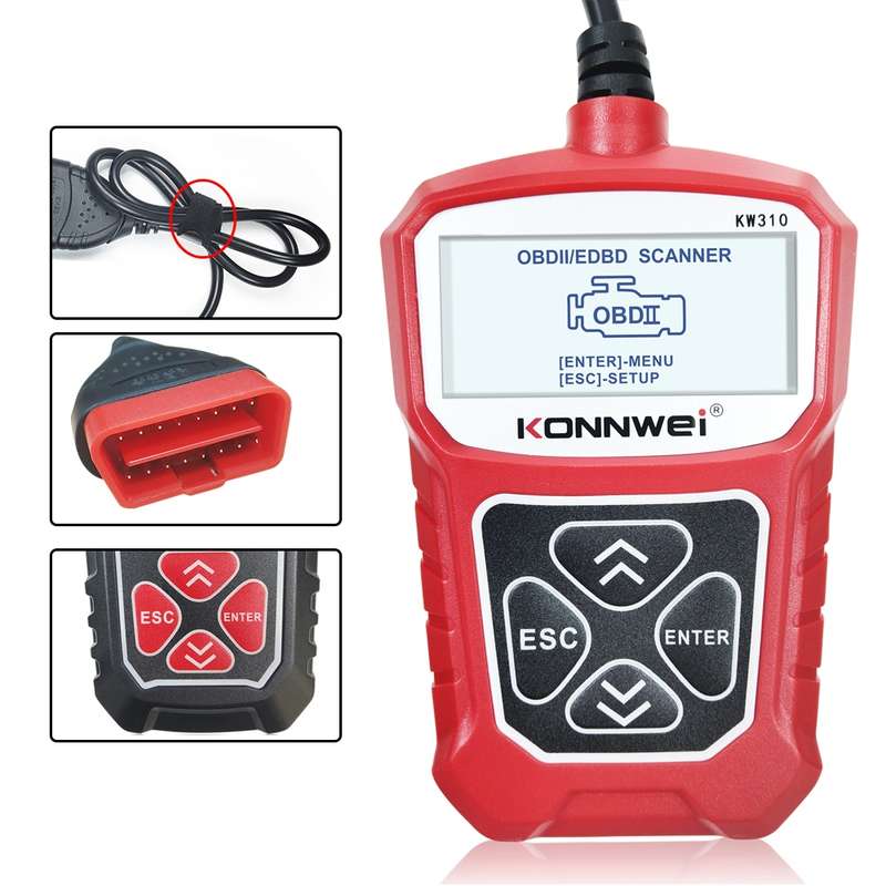 KONNWEI KW310 OBD Car Fault Detector Code Reader ELM327 OBD2 Scanner Diagnostic Tool(Black)