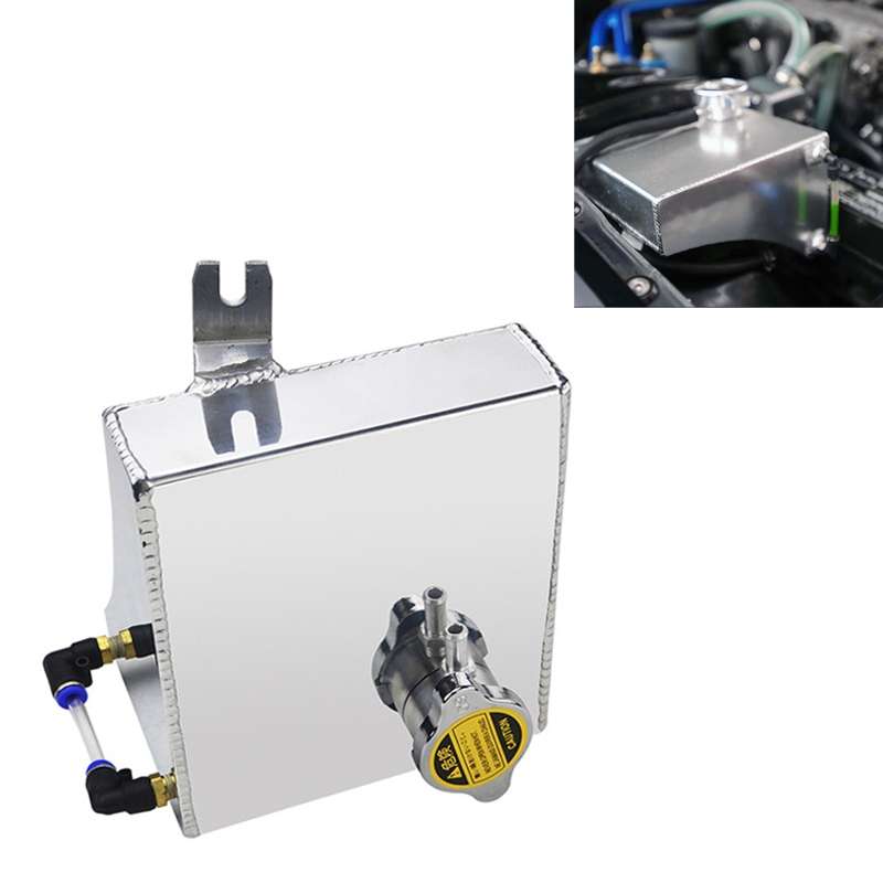 Car Modified Triangle Aluminum Alloy Cooling Water Tank Bottle Can for Nissan (Black)
