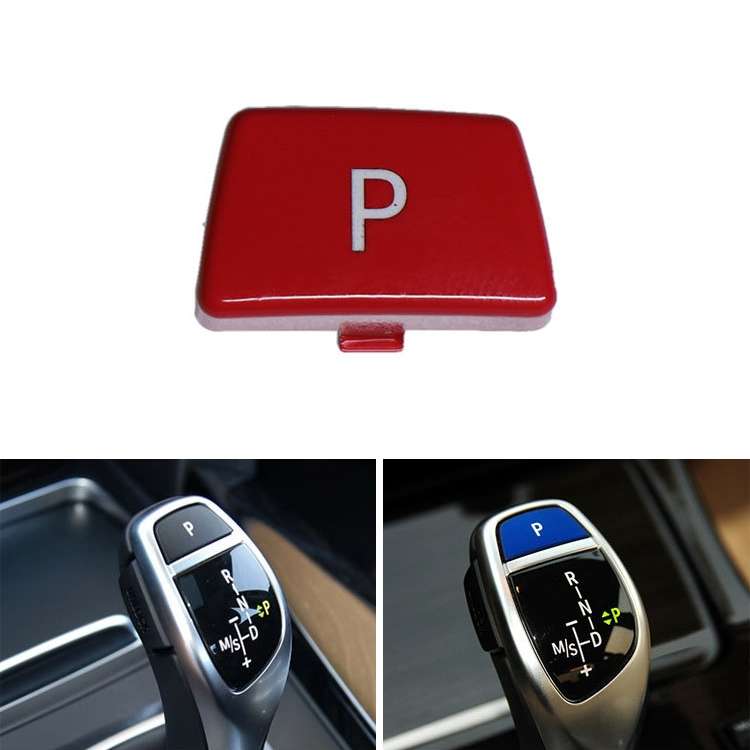 Car Gear Lever Auto Parking Button Letter P Cap for BMW 5 Series 2002-2010, Left Driving(Black)