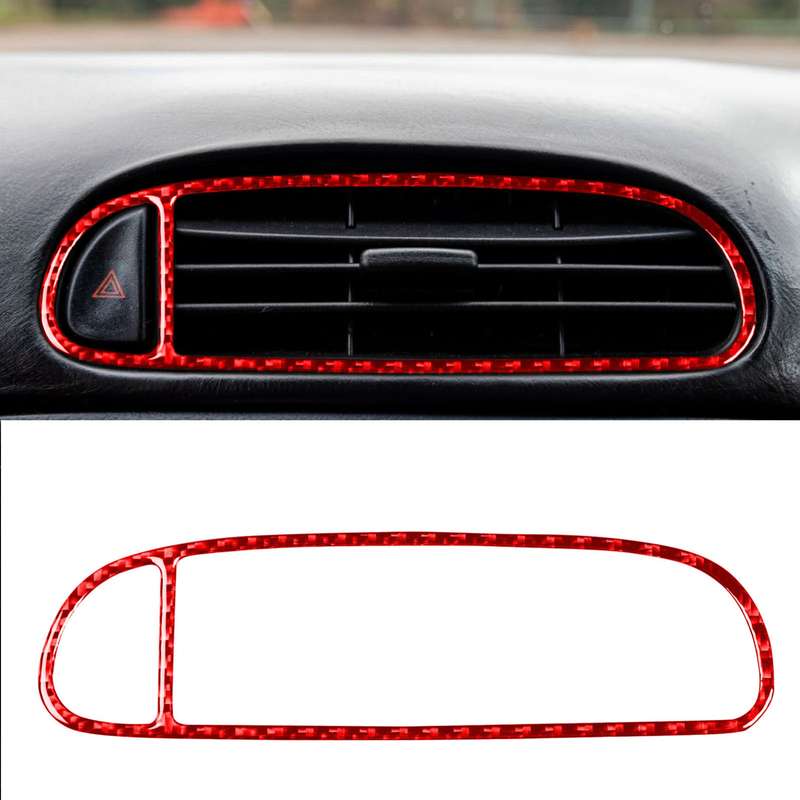 Carbon Fiber Car Air Outlet Sticker for Chevrolet Corvette C5 1998-2004, Left Drive(Red)