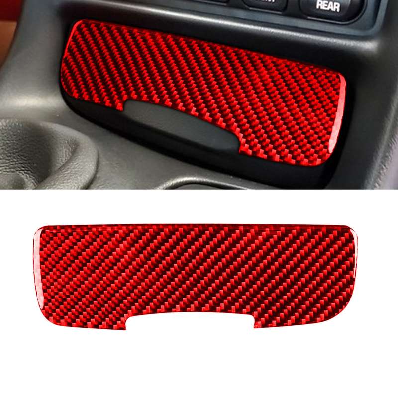 Carbon Fiber Car Power Outlet Cover Sticker for Chevrolet Corvette C5 1998-2004, Left Drive(Red)