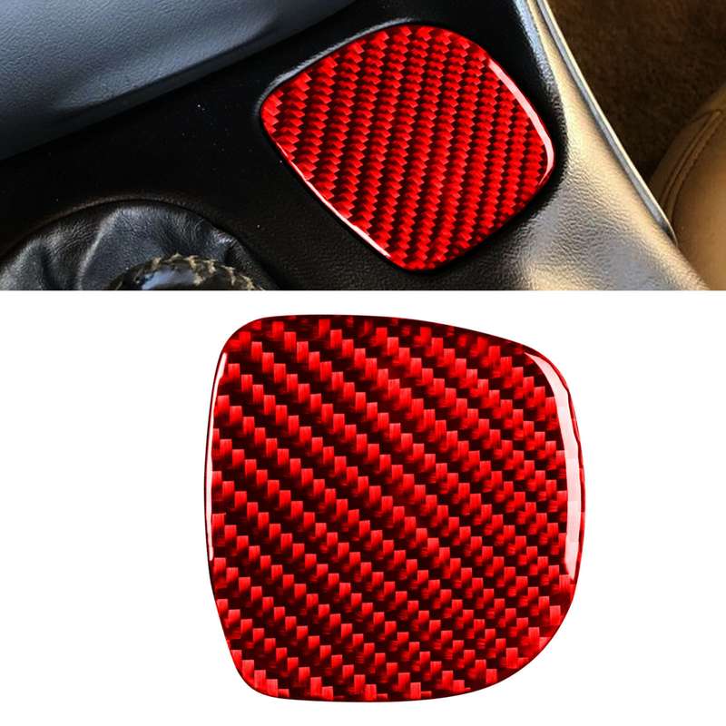 Carbon Fiber Car Cup Holder Sticker for Chevrolet Corvette C5 1998-2004, Left Drive (Red)