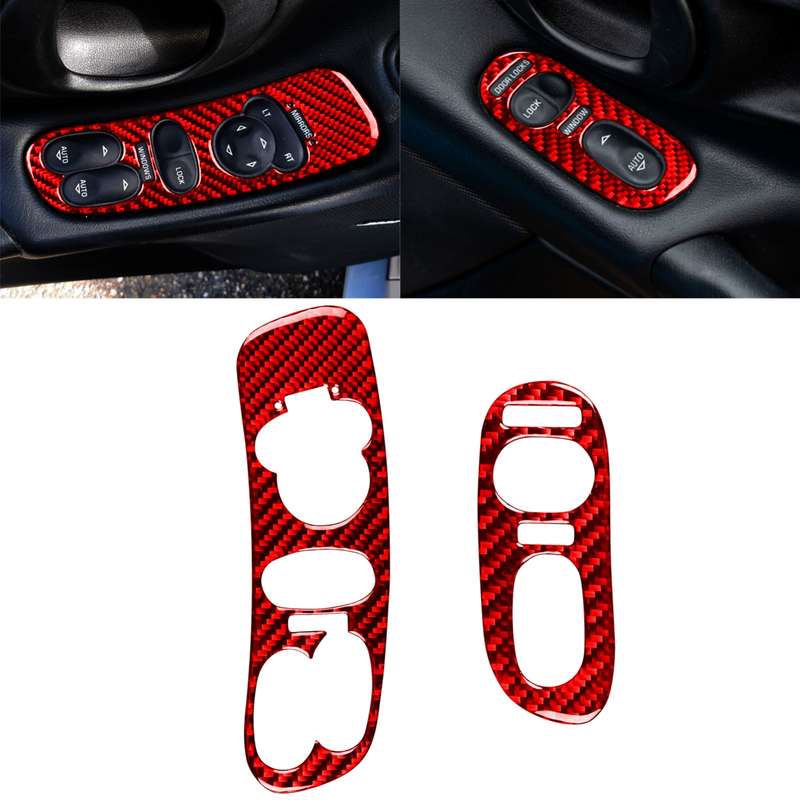 2 in 1 Car Carbon Fiber Door Control Panel Sticker Set B for Chevrolet Corvette C5 1998-2004, Left