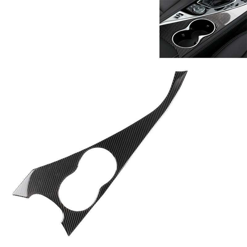 Car Left Drive Carbon Fiber Water Cup Panel Decorative Sticker for Infiniti Q50 / Q60 2014-2020