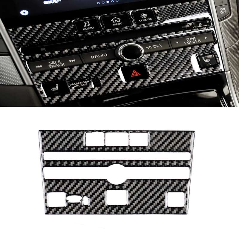 Car Carbon Fiber CD Console Panel Decorative Sticker for Infiniti Q50 / Q60 2014-2020