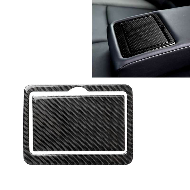 2 PCS Car Carbon Fiber Rear Water Cup Holder Panel Decorative Sticker for Infiniti Q50 / Q60 2014-20