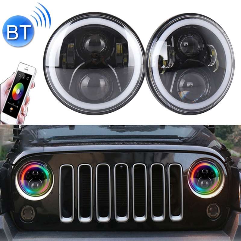 2 PCS 7 inch DC12V 6000K-6500K 50W Car LED Headlight Lamp Beads for Jeep Wrangler / Harley, Support