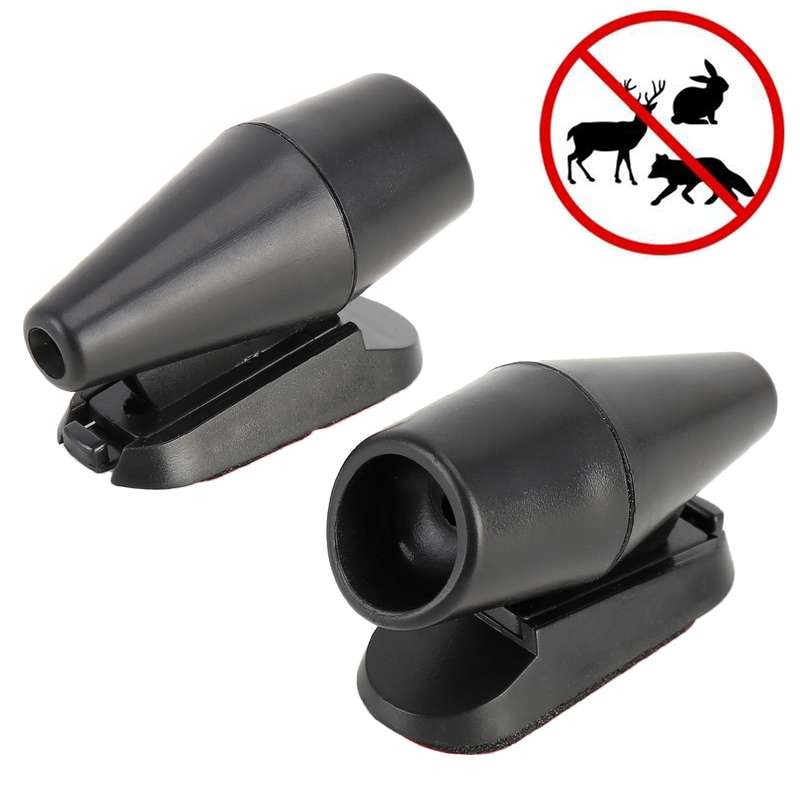 Pair Car ABS Deer Alert Sound Alarm Ultrasonic Wind Power Animal Repeller(Black)