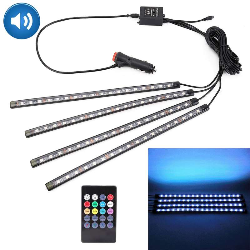 4 in 1 Universal Car Cigarette Lighter Colorful Acoustic LED Atmosphere Lights Colorful Lighting Dec