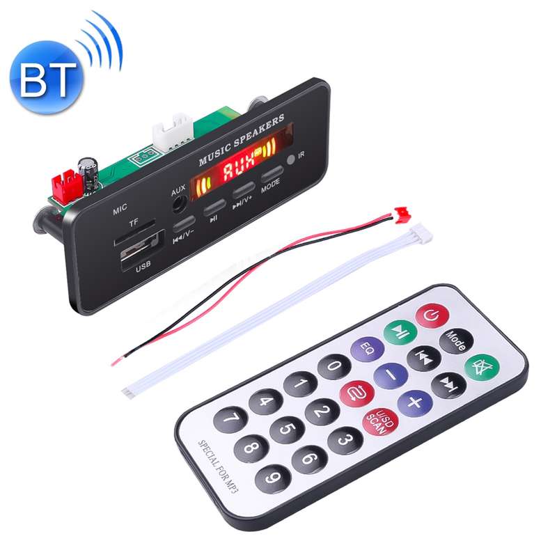 Car 12V 2x3W Audio MP3 Player Decoder Board FM Radio TF USB 3.5mm AUX, with Bluetooth & Recording Ca