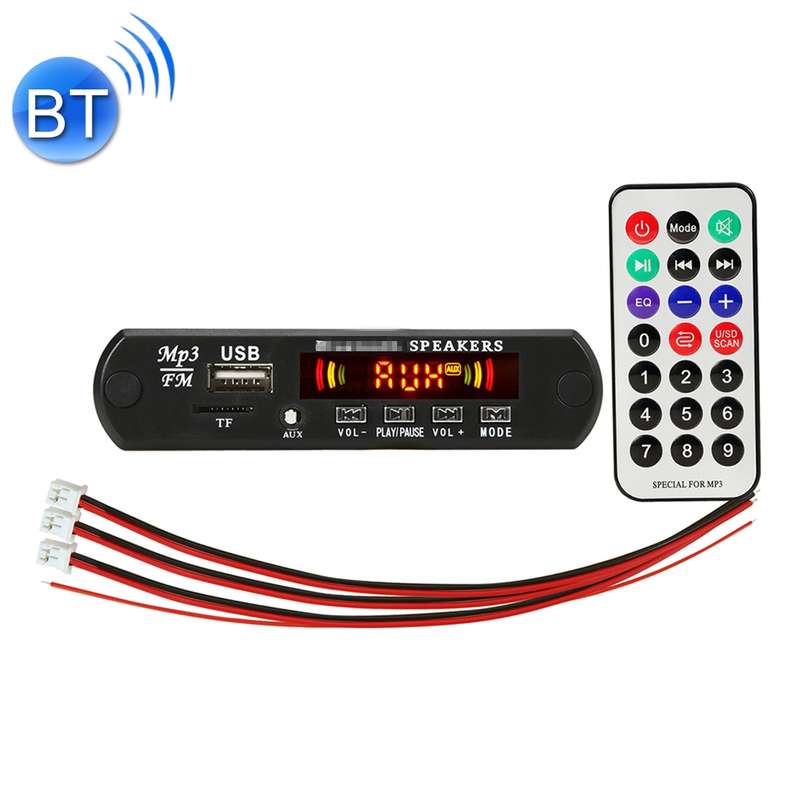Car 12V 2x3W Audio MP3 Player Decoder Board FM Radio TF USB 3.5mm AUX, with Bluetooth / Recording Ca