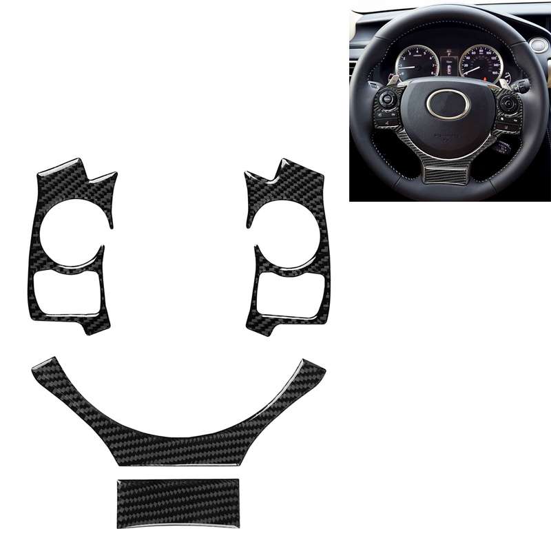 4 in 1 Car Carbon Fiber Steering Wheel Button Decorative Sticker for Lexus IS250 NX200 200t 300h, Le