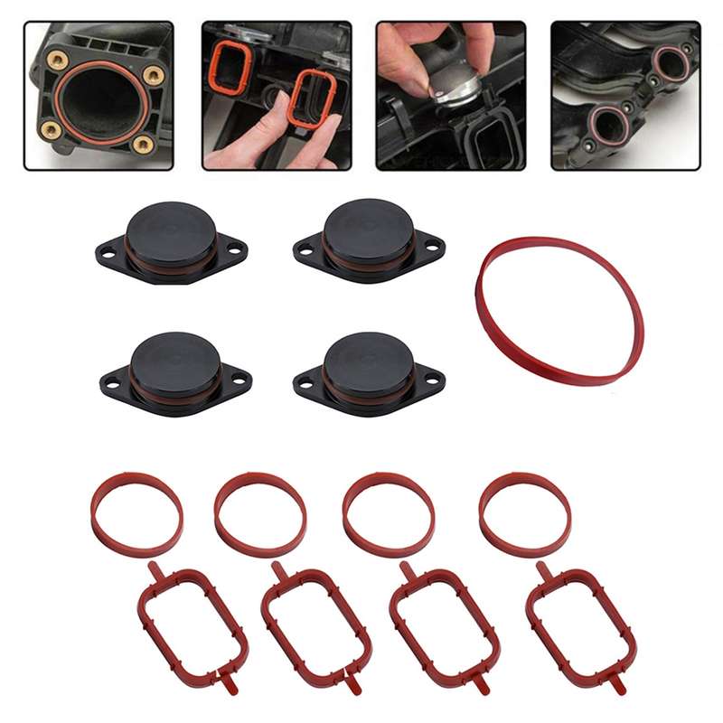 4x33mm Car Swirl Flap Air Intake Aluminum Gasket Remove Repair Kit(Black)