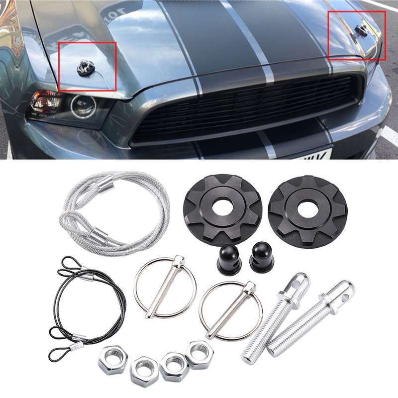 XH-6041 Car Universal Modified Aluminum Alloy Engine Hood Lock Cover(Black)