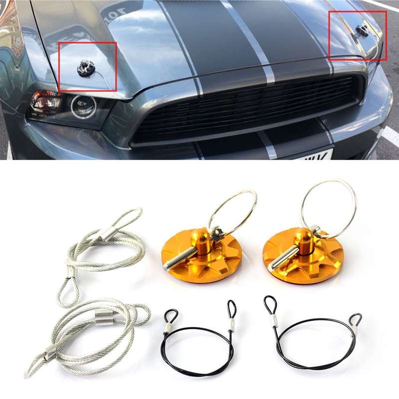 XH-6049 Car Universal Modified Racing Punch-free Aluminum Engine Hood Lock Cover(Black)