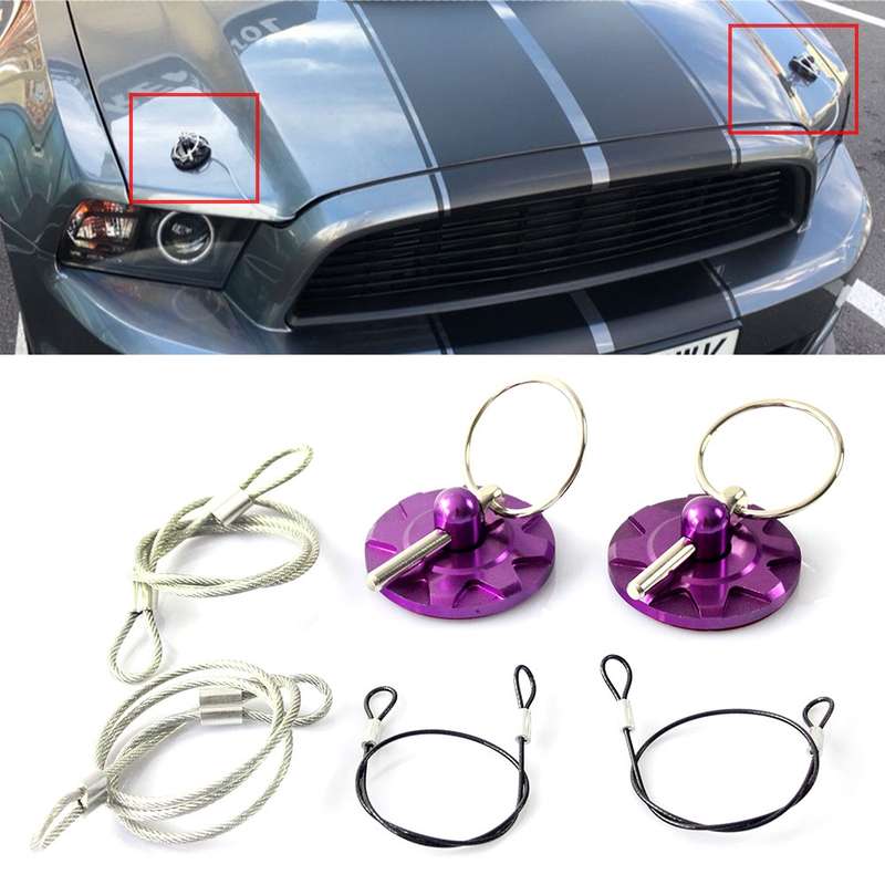 XH-6049 Car Universal Modified Racing Punch-free Aluminum Engine Hood Lock Cover(Black)
