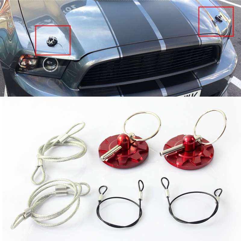 XH-6049 Car Universal Modified Racing Punch-free Aluminum Engine Hood Lock Cover(Black)