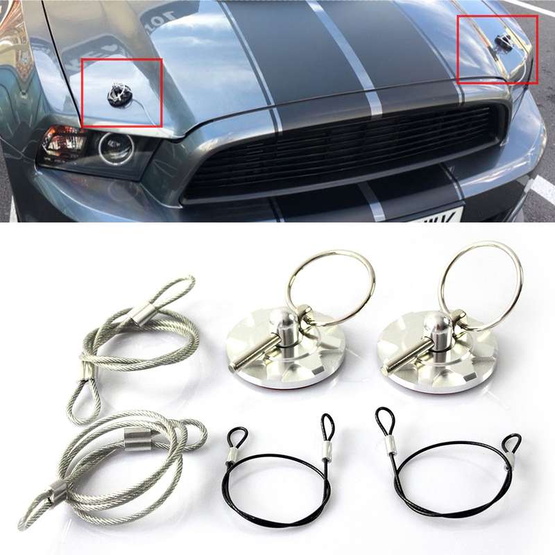 XH-6049 Car Universal Modified Racing Punch-free Aluminum Engine Hood Lock Cover(Black)