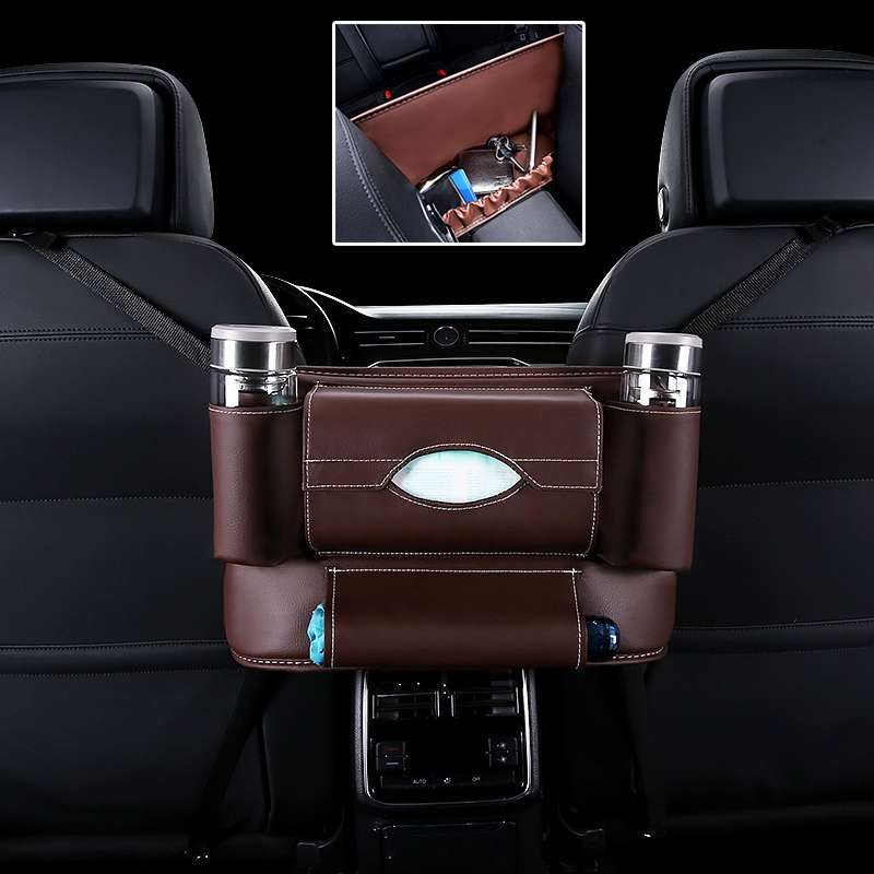 Car Front Seat Hanging Bag Paper Towel / Water Cup Storage Bag(Black)