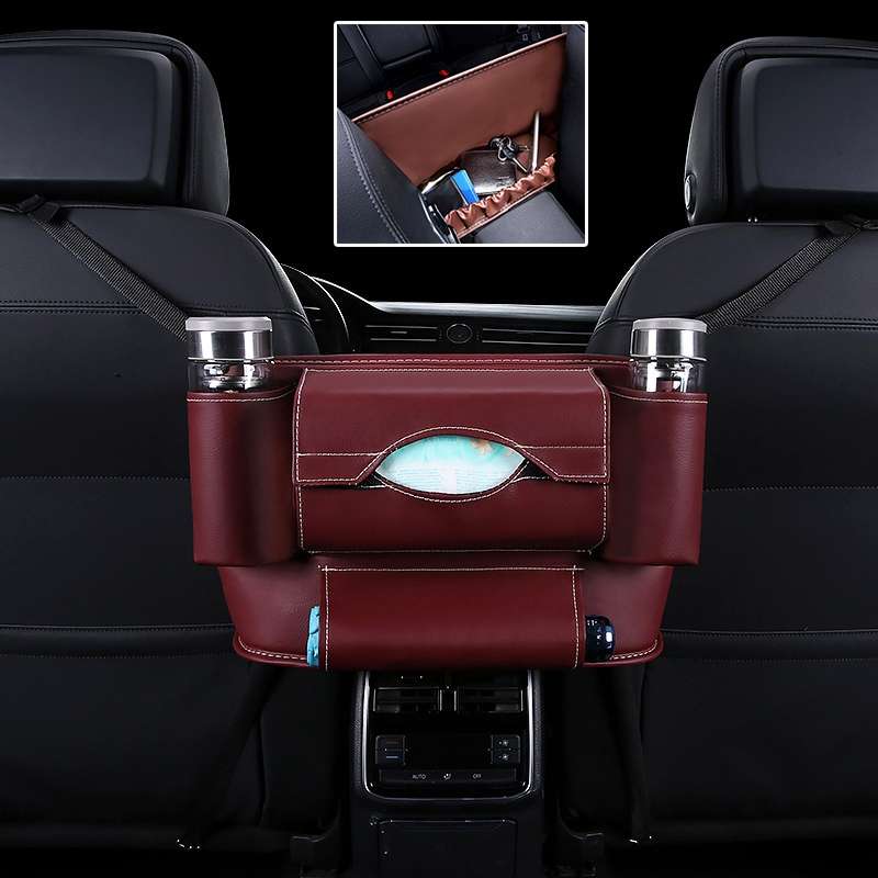Car Front Seat Hanging Bag Paper Towel / Water Cup Storage Bag(Black)
