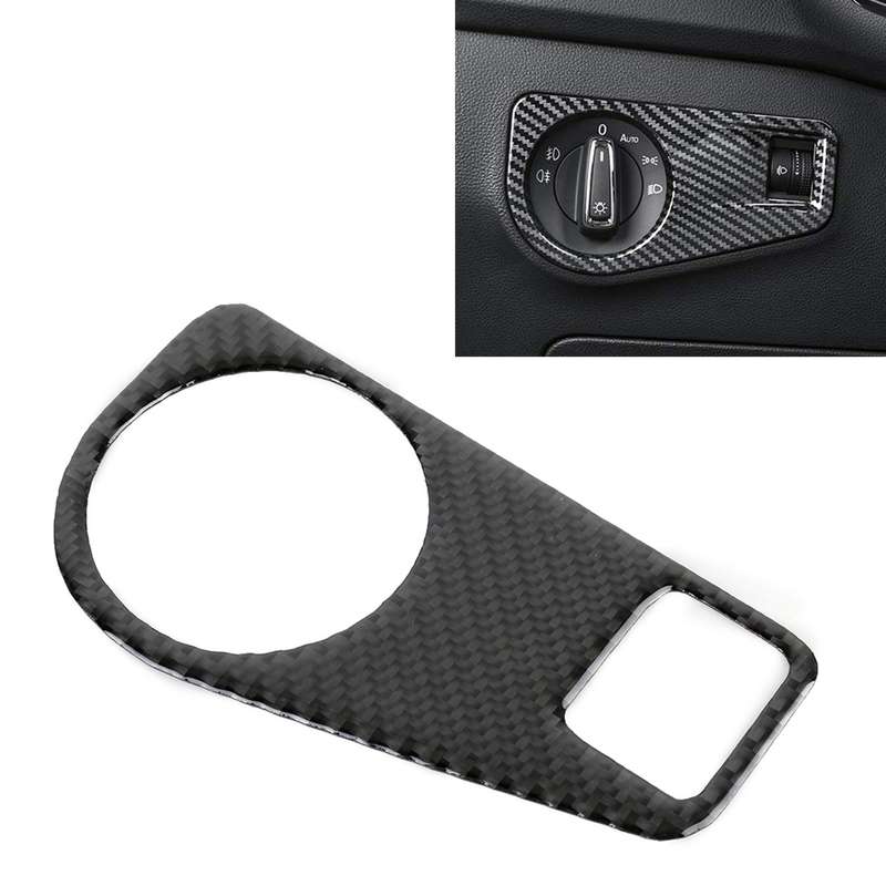 Car Carbon Fiber Headlight Switch Panel Decorative Sticker for Volkswagen Tiguan L, High Configurati