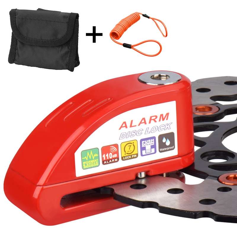Motorcycles / Bicycle Anti-theft Lock Alarm Disc Brakes Lock with Cable and Bag (Black)