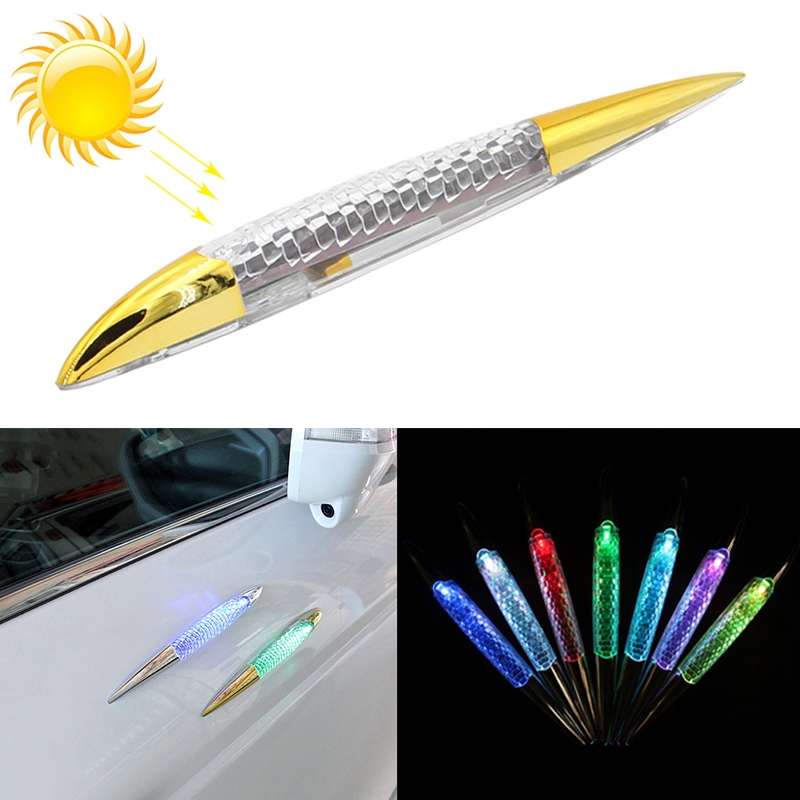 Car Solar Shark Gill Warning Lights Car Door Anti-collision Rear-end Collision LED Dlashing Lamp, Mo
