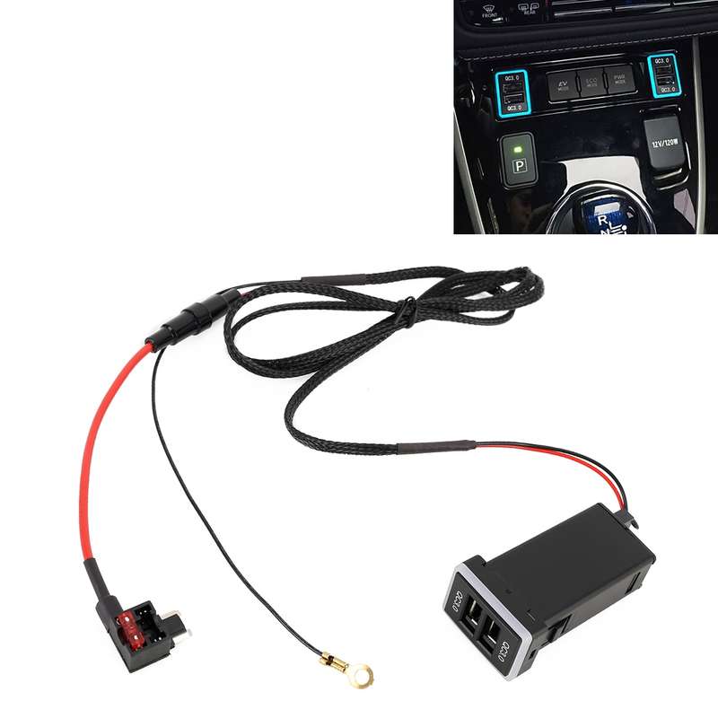 Car QC3.0 Fast Charge USB Interface Modification Charger for Toyota, Fuse to Take Power(Ice Blue Lig