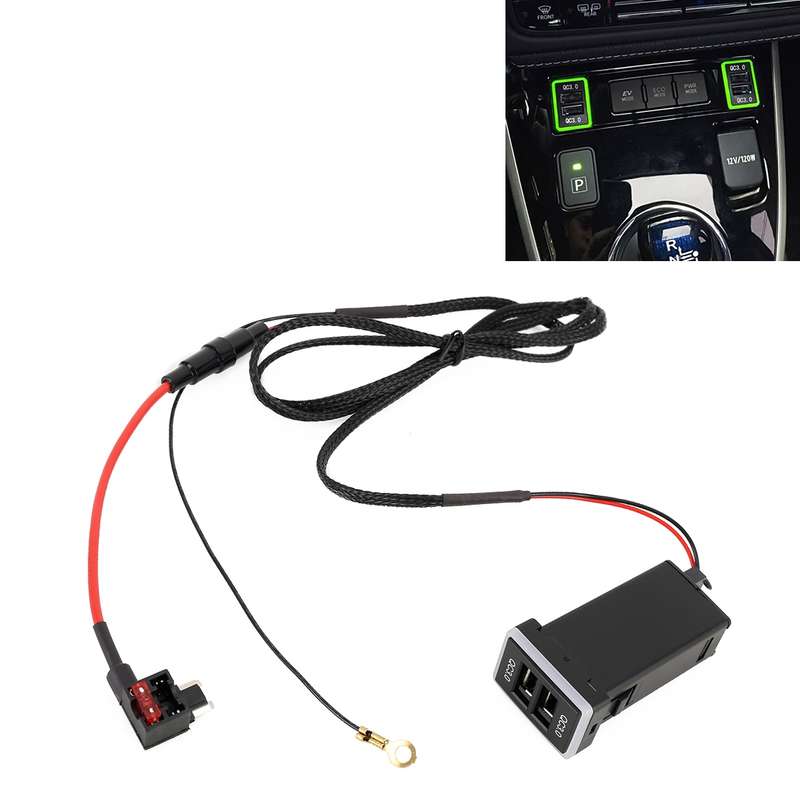 Car QC3.0 Fast Charge USB Interface Modification Charger for Toyota, Fuse to Take Power(Ice Blue Lig