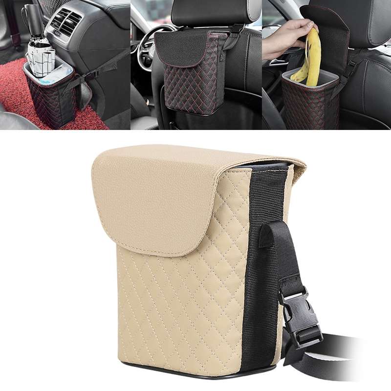 Car Back Seat Hook Garbage Can Car Storage Box (Black)