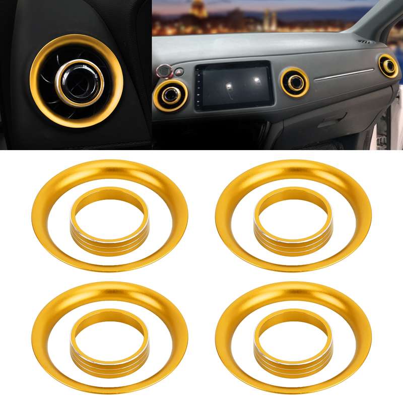 8 PCS Car Aluminum Alloy Air Conditioner Knob Case and Base for Honda XR-V (Gold)